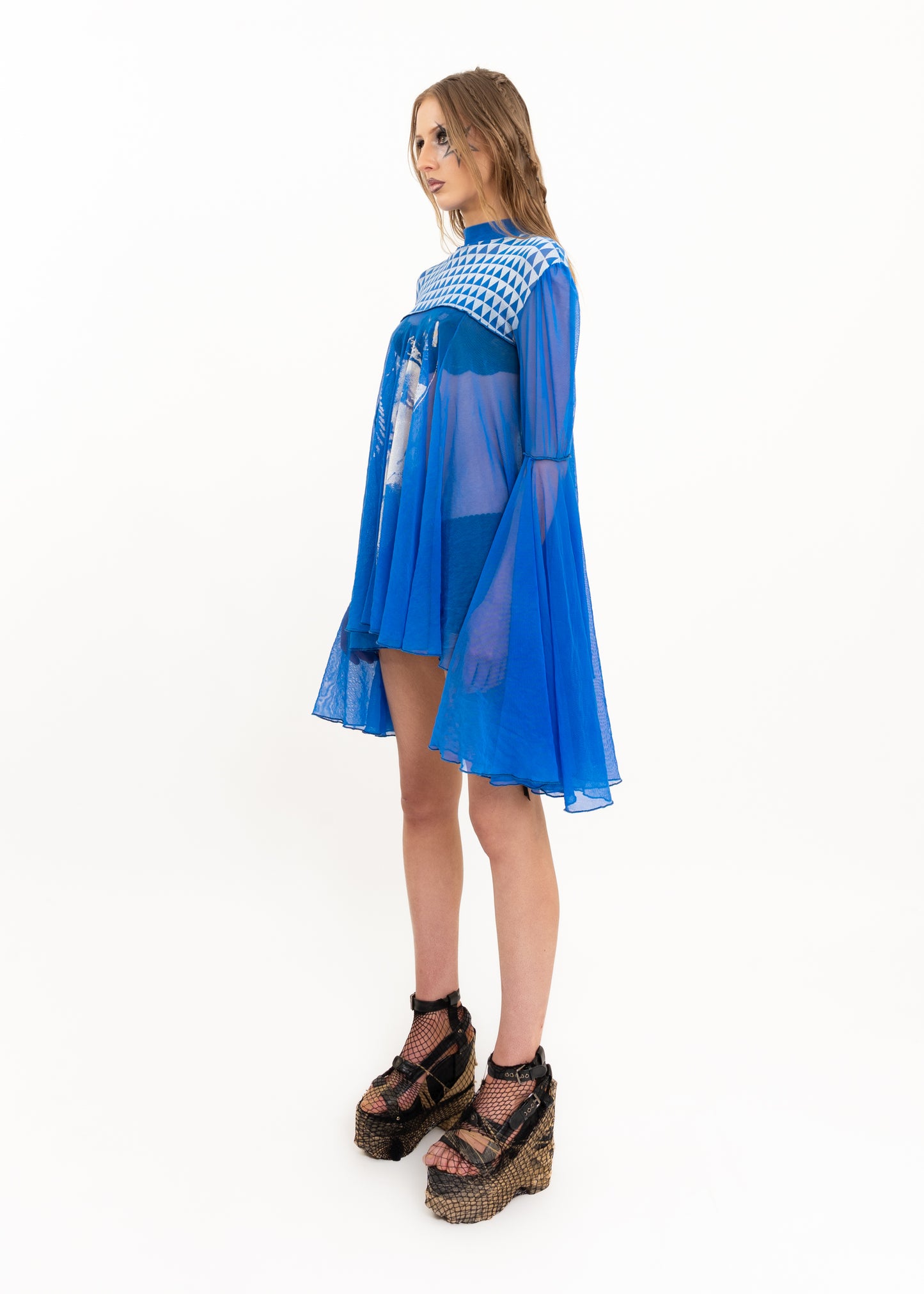 Batwing mesh tunic/ mini dress