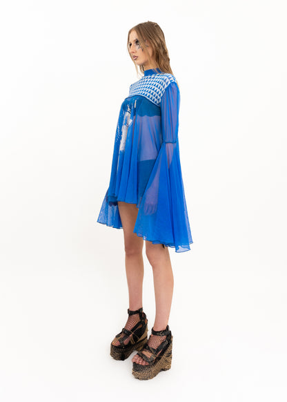 Batwing mesh tunic/ mini dress