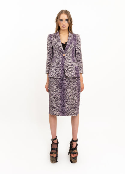 Leopard print two piece skirt suit