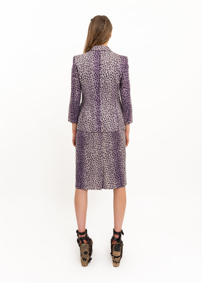 Leopard print two piece skirt suit