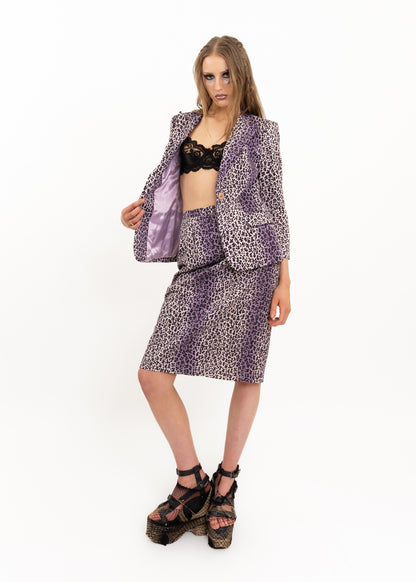 Leopard print two piece skirt suit