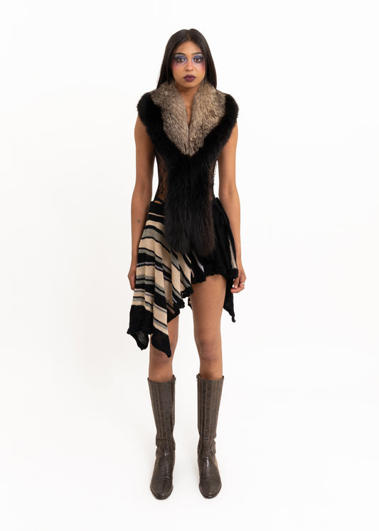 Two-tone fox fur stole