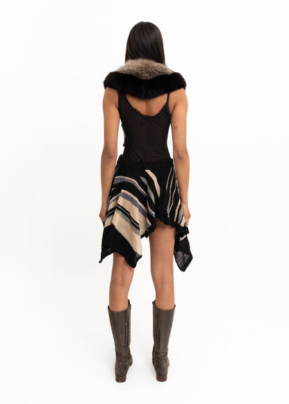 Two-tone fox fur stole