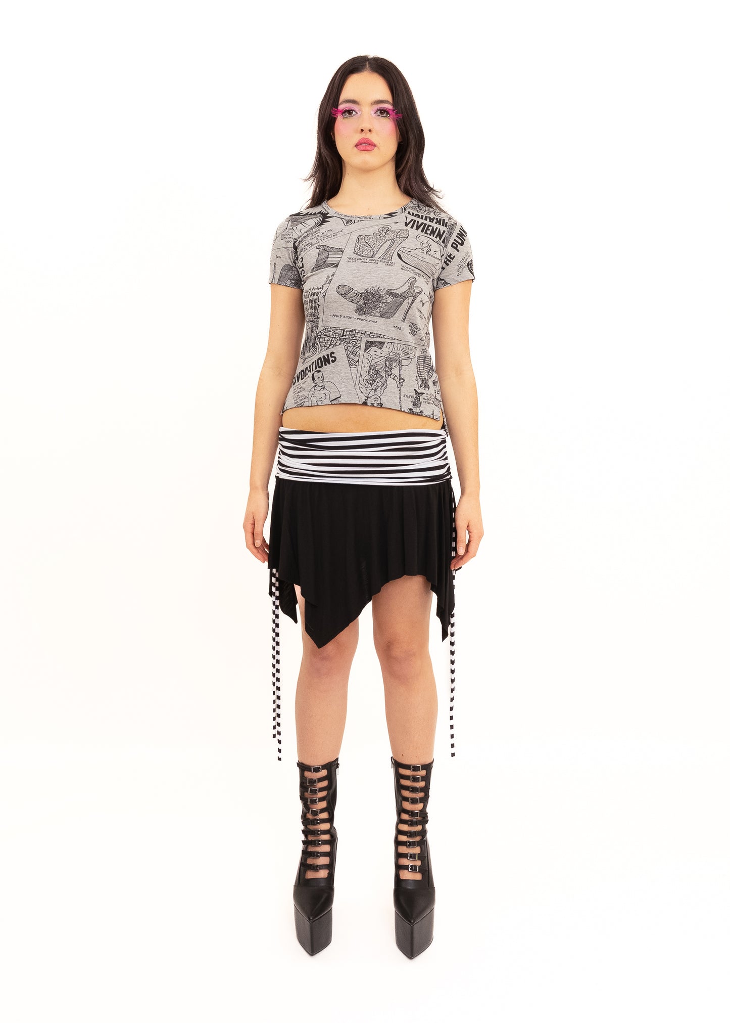 Merino Skirt- black/ stripe