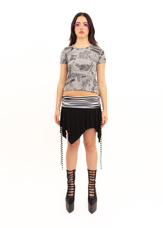 Merino Skirt- black/ stripe