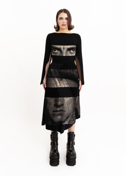 Graphic printed two piece top and skirt set