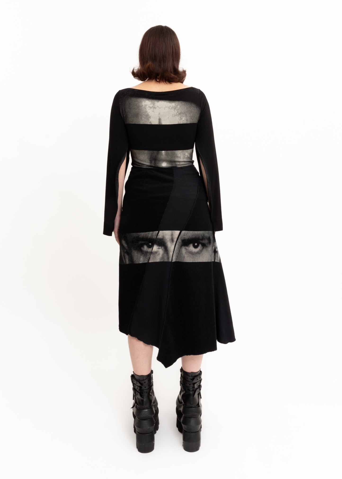 Graphic printed two piece top and skirt set