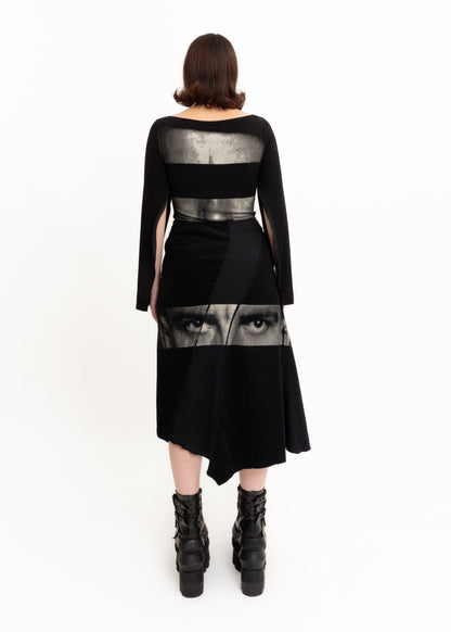 Graphic printed two piece top and skirt set