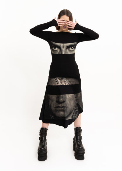 Graphic printed two piece top and skirt set