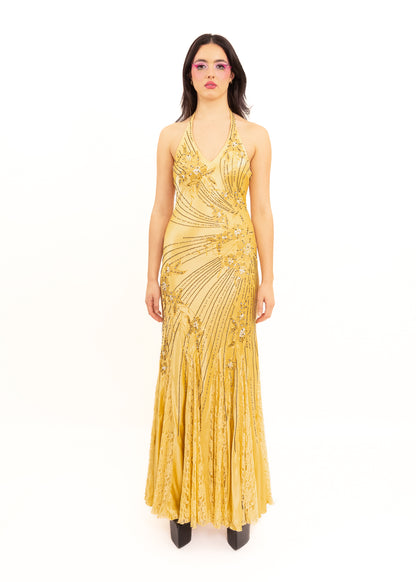 Beaded silk gown