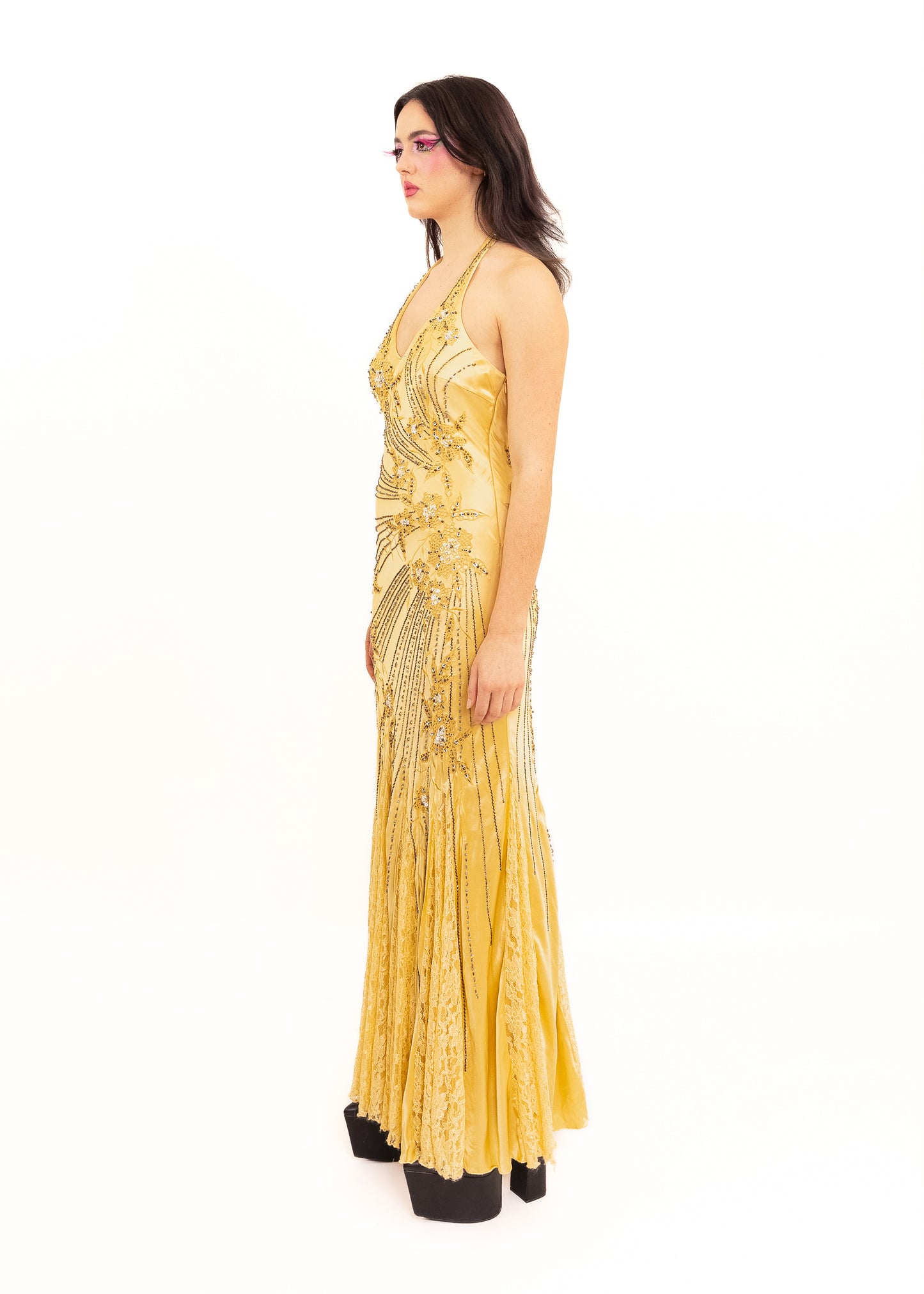 Beaded silk gown