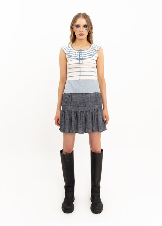 Ruffle neck knit top