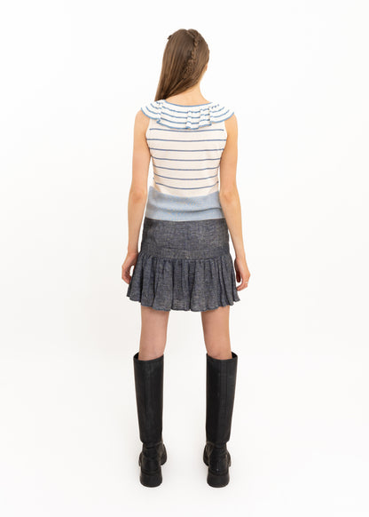 Linen drop waist mini skirt