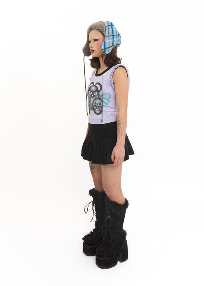 Airbrushed tartan winter hat- blue