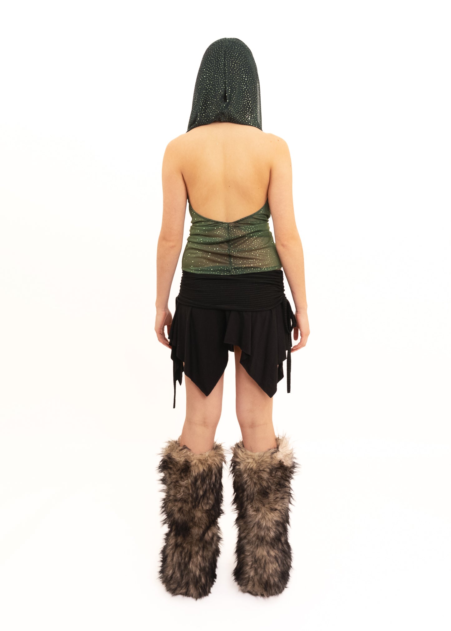 Merino Skirt- black/ green pinstripe