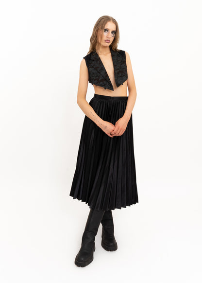 AD2020 Knife pleated satin midi skirt