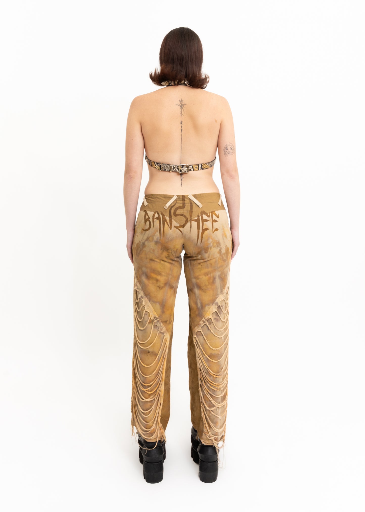 Leather Halter Bikini Top- snake