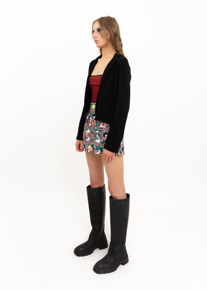 Wool knit jacket with tartan lining