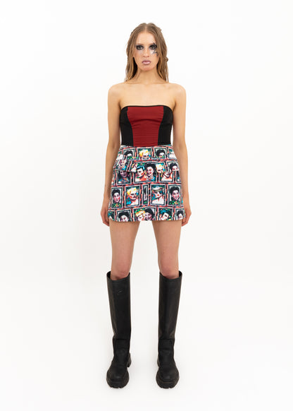 1996 vintage Pop Art Faces print mini skirt