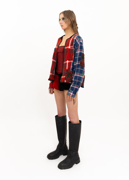 Remake/ reconstructed flannel tartan jacket