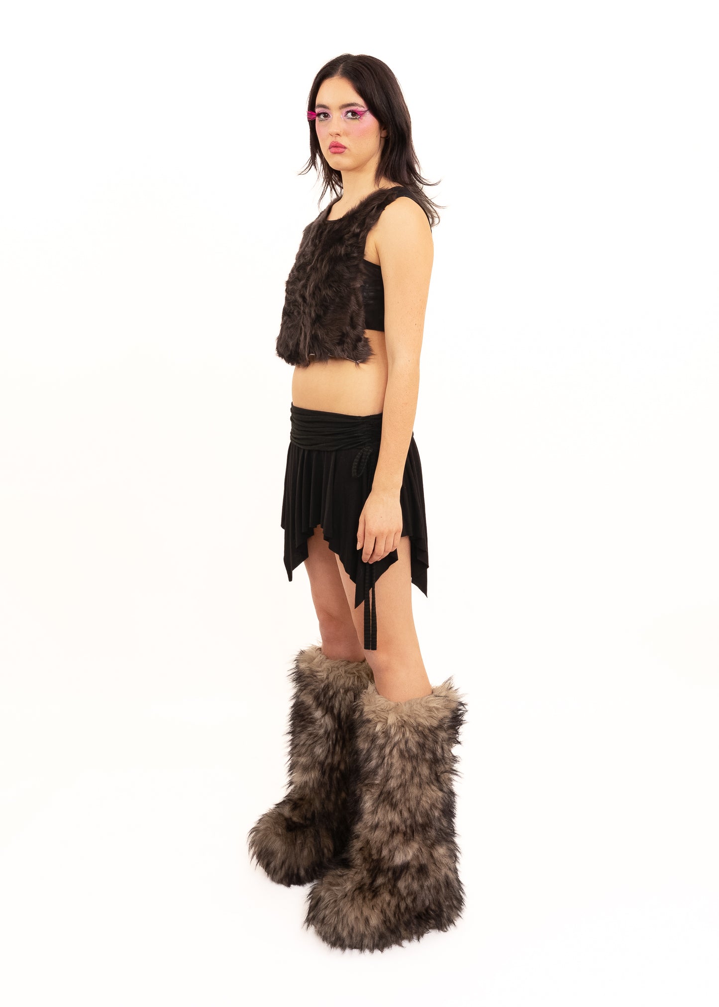 2000s vintage fur panelled crop top
