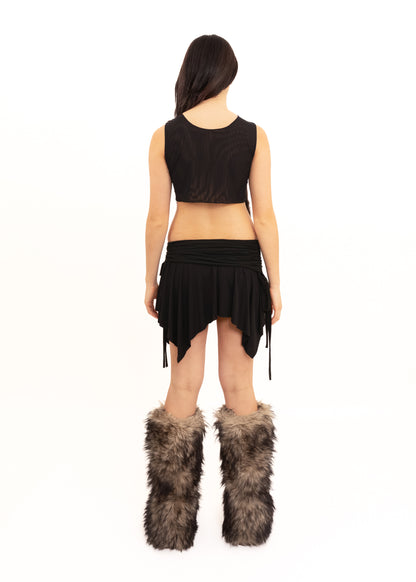 2000s vintage fur panelled crop top