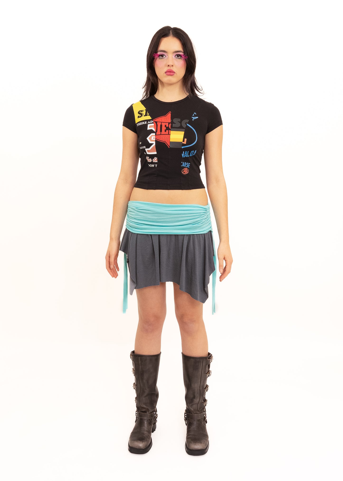 T-Cutie Patchwork 'reconstructed' logo tee