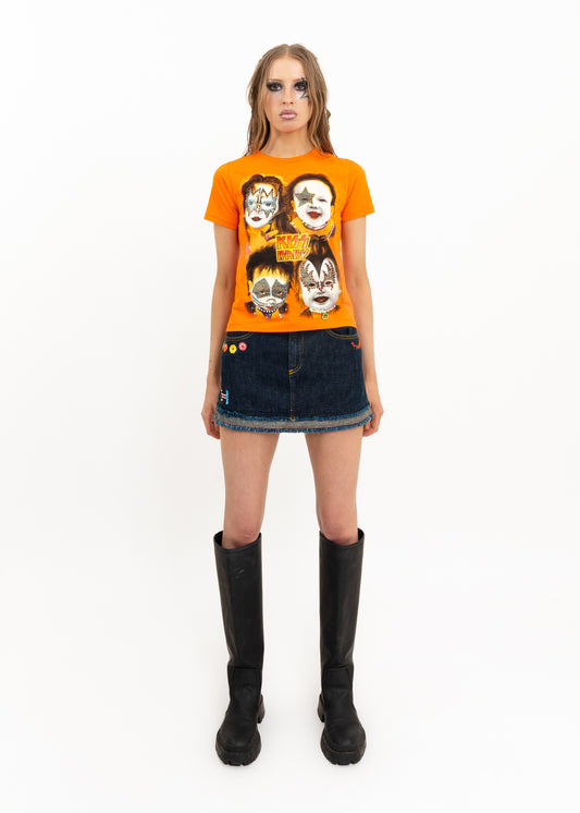 Kiss Punk Baby tee- orange