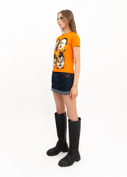 Kiss Punk Baby tee- orange
