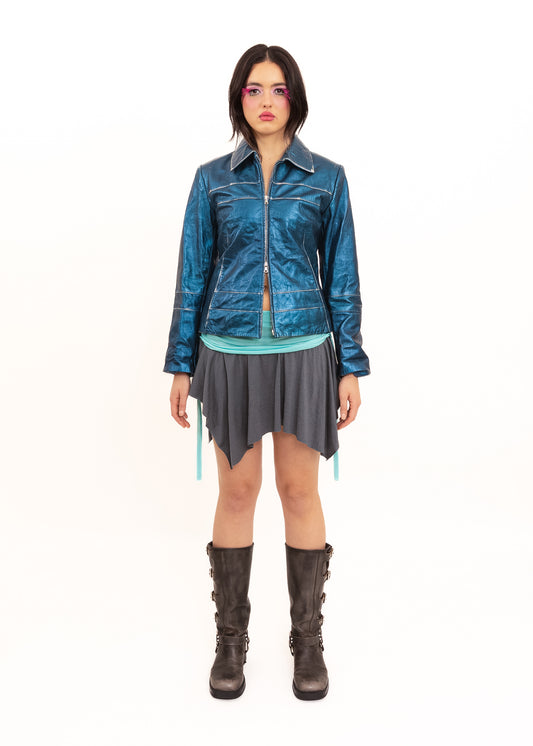 Metallic leather jacket