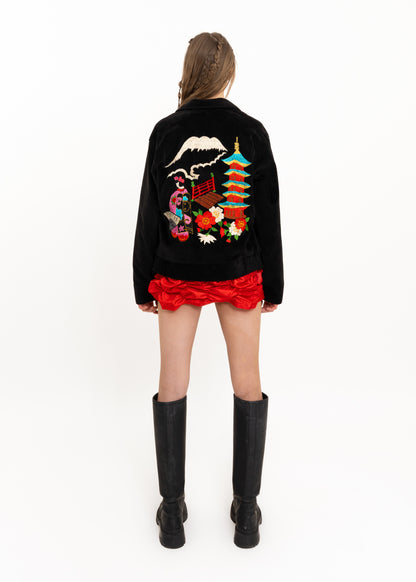 Embroidered velvet Japanese souvenir jacket