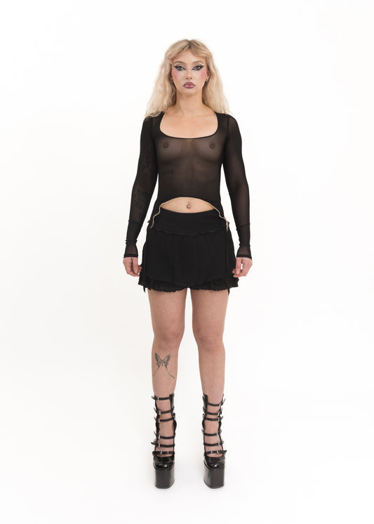 Tiered ruffle mini skirt