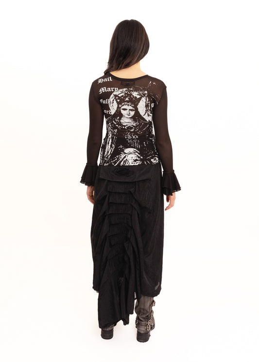 Maxi skirt with ruffle train