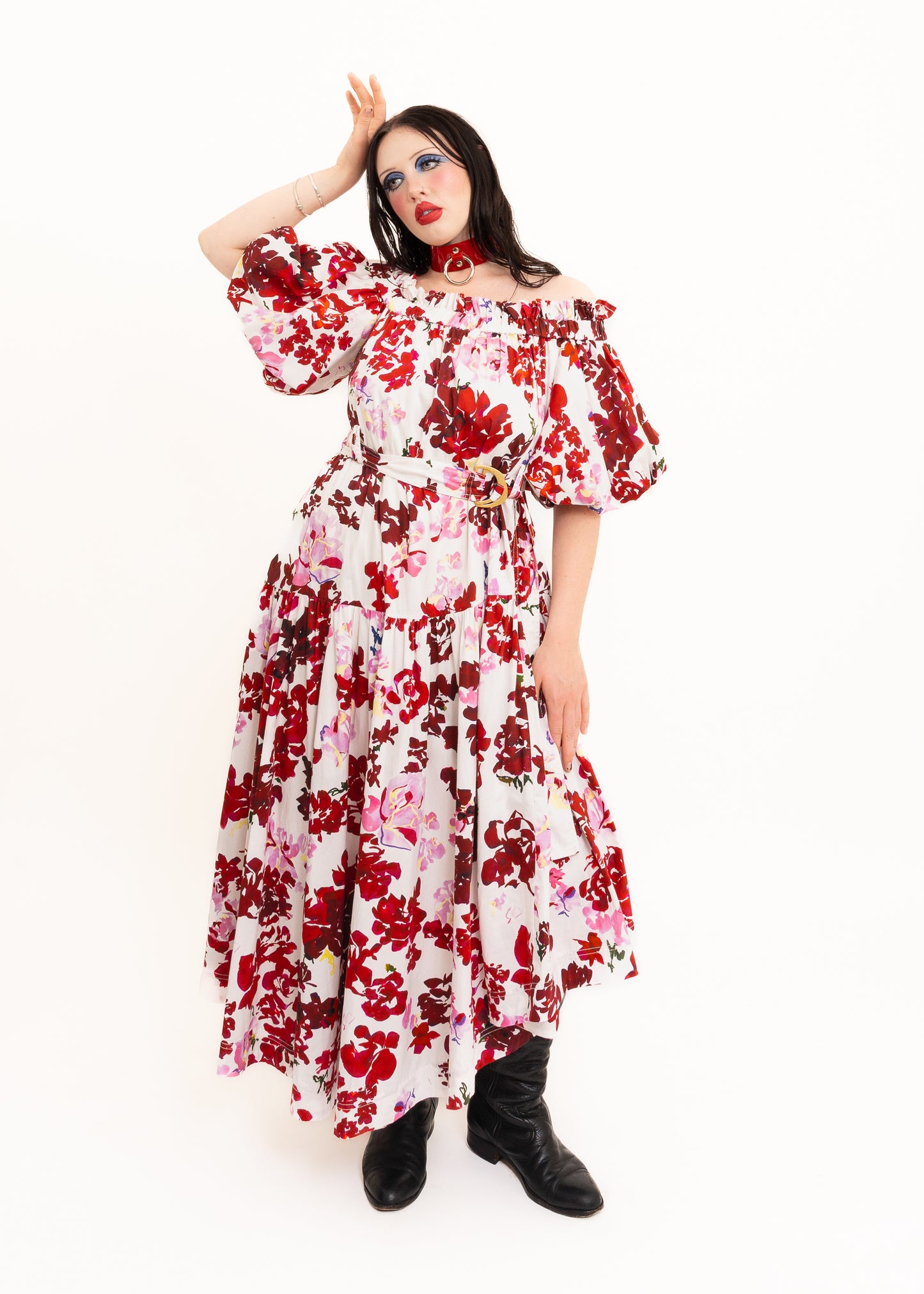 Riviera puff sleeve floral dress