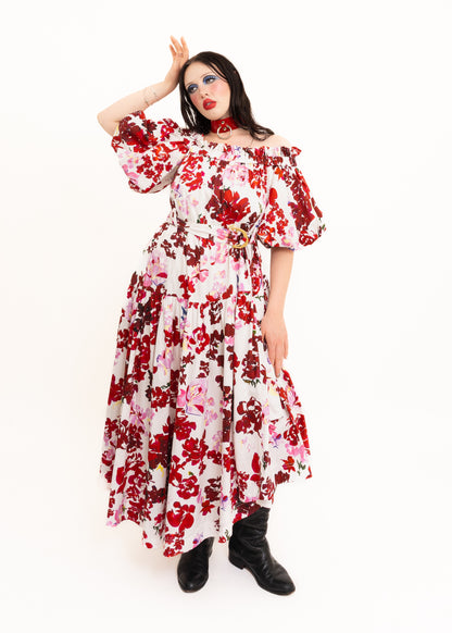 Riviera puff sleeve floral dress