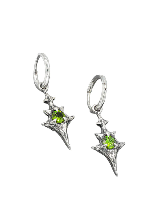 Eldritch Hoop Earrings- Green CZ