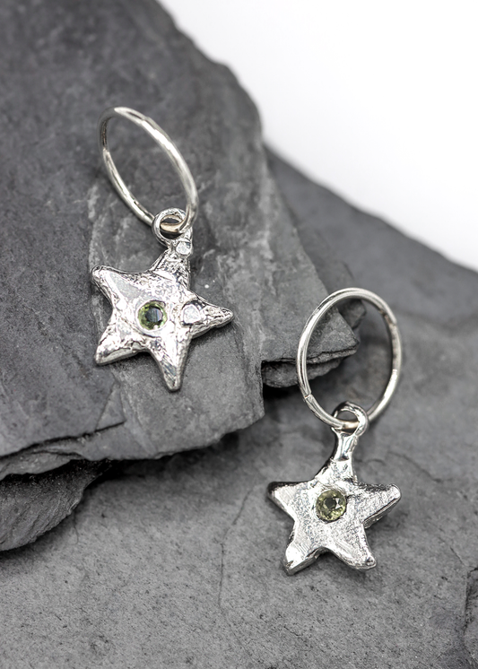 Star sleeper earrings- green