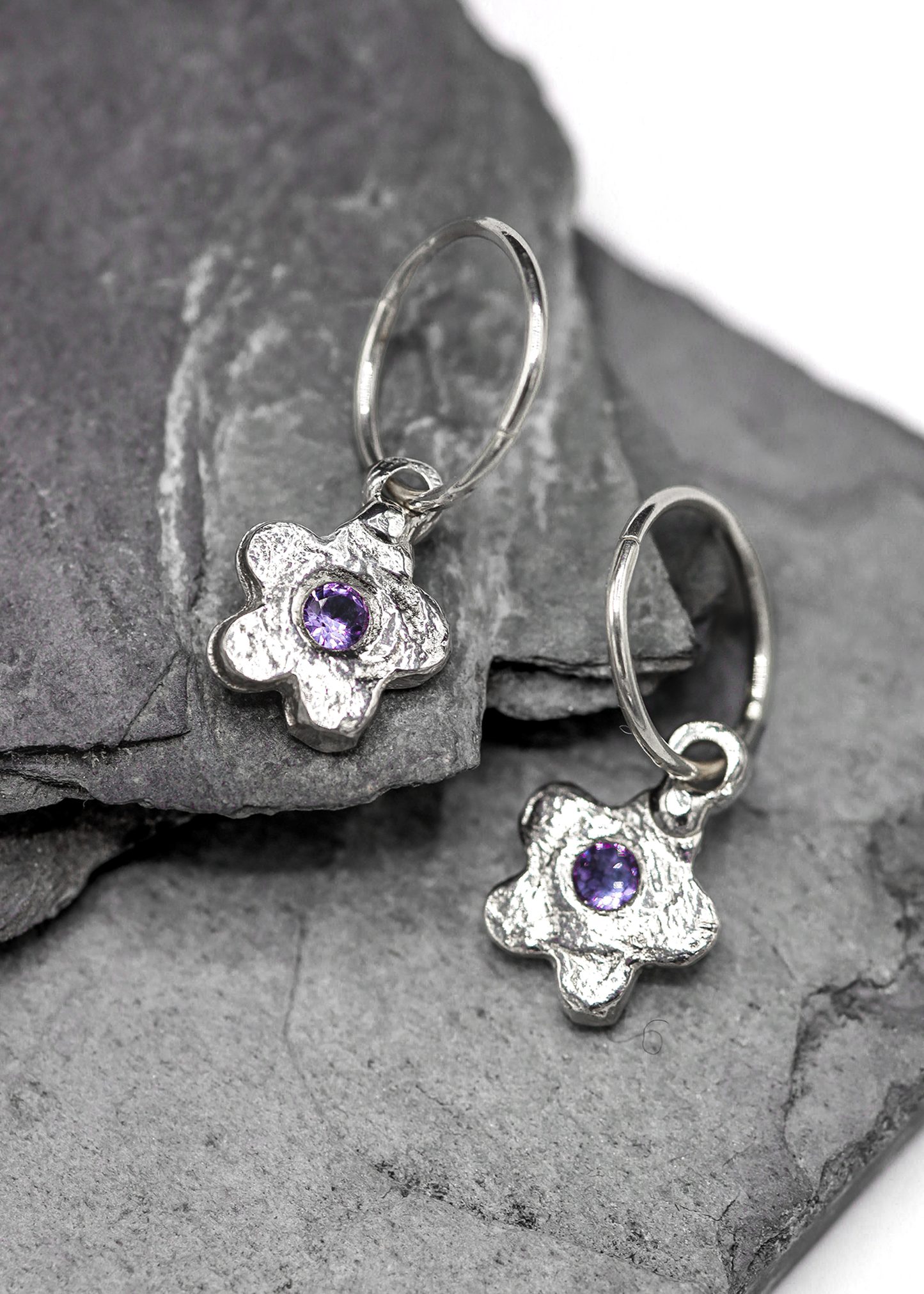 Flower sleeper earrings- lavender