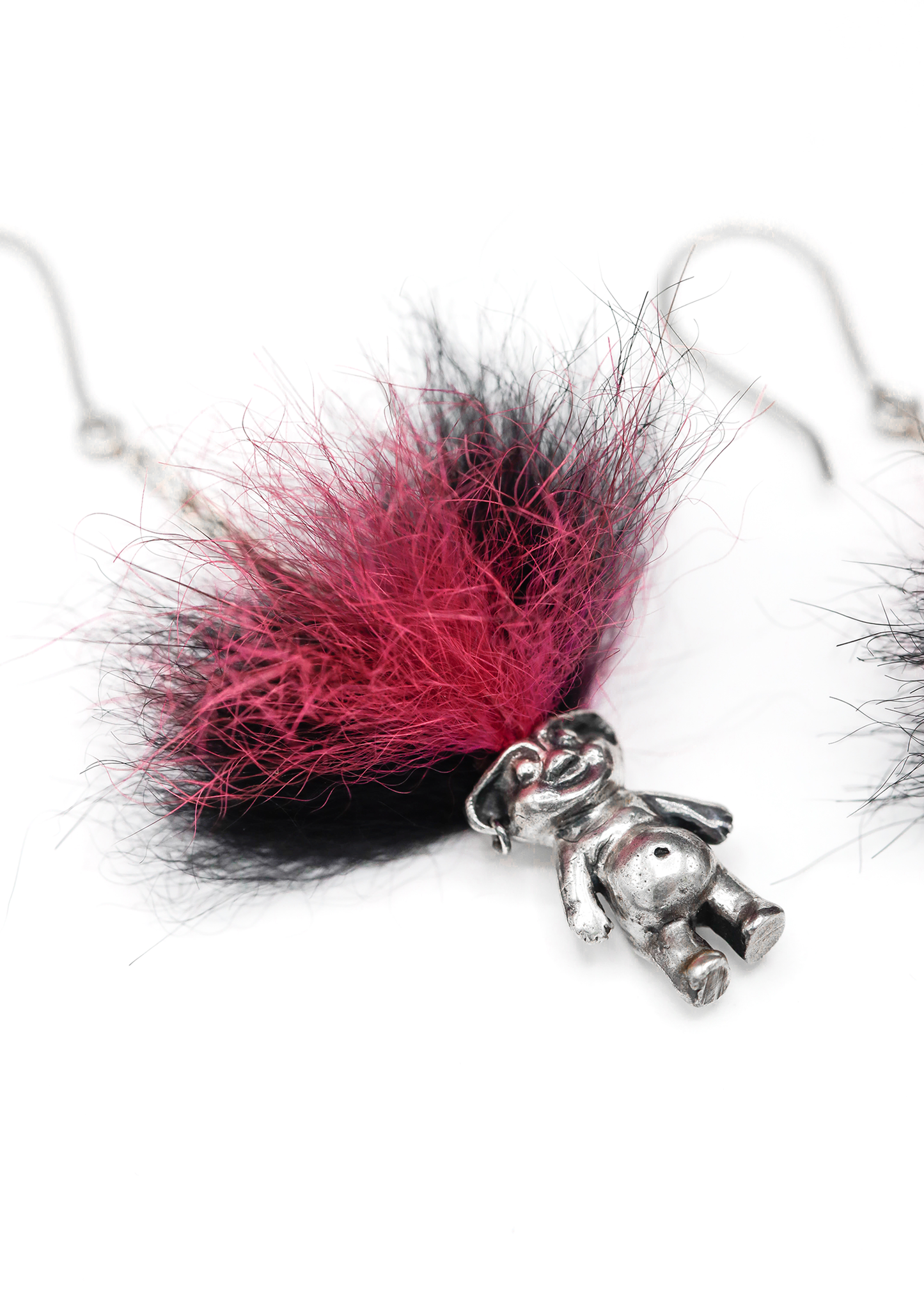 Troll earrings- pink/ black