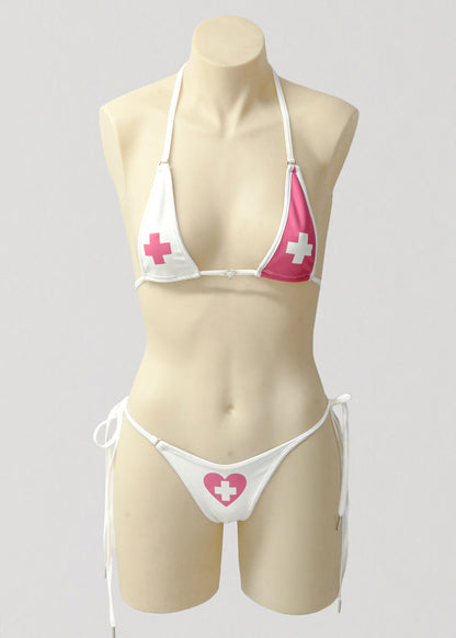 Micro Triangle Bikini Set- Pastel Nurse