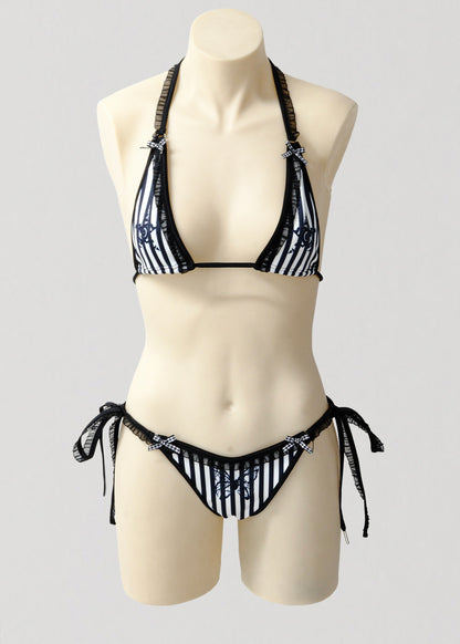 Micro Triangle Bikini Set- Beetlejuice Stripe
