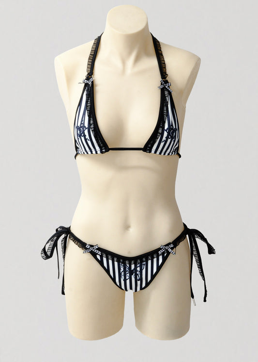 Micro Triangle Bikini Set- Beetlejuice Stripe