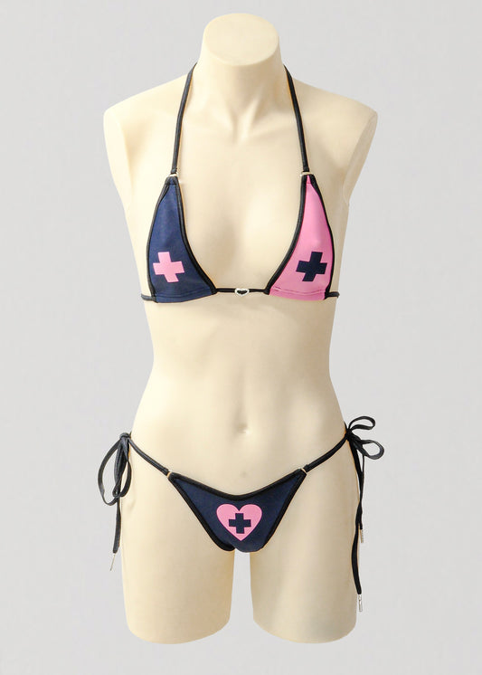 Micro Triangle Bikini Set- Darkmode Nurse