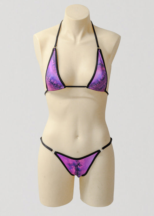Micro Triangle Bikini Set- Purple Stitches