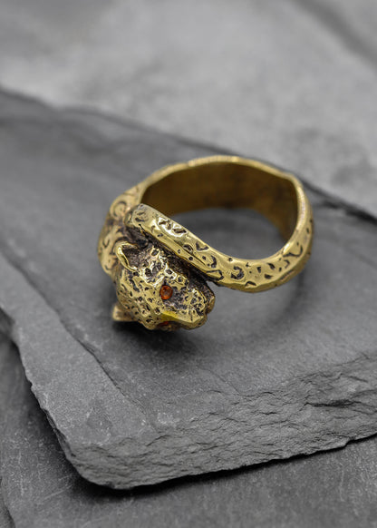 14k gold plated leopard ring