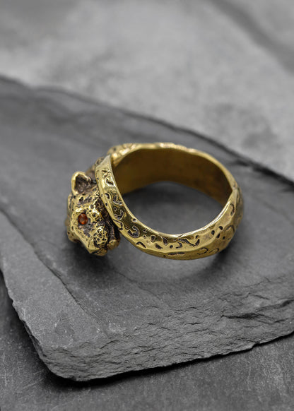 14k gold plated leopard ring