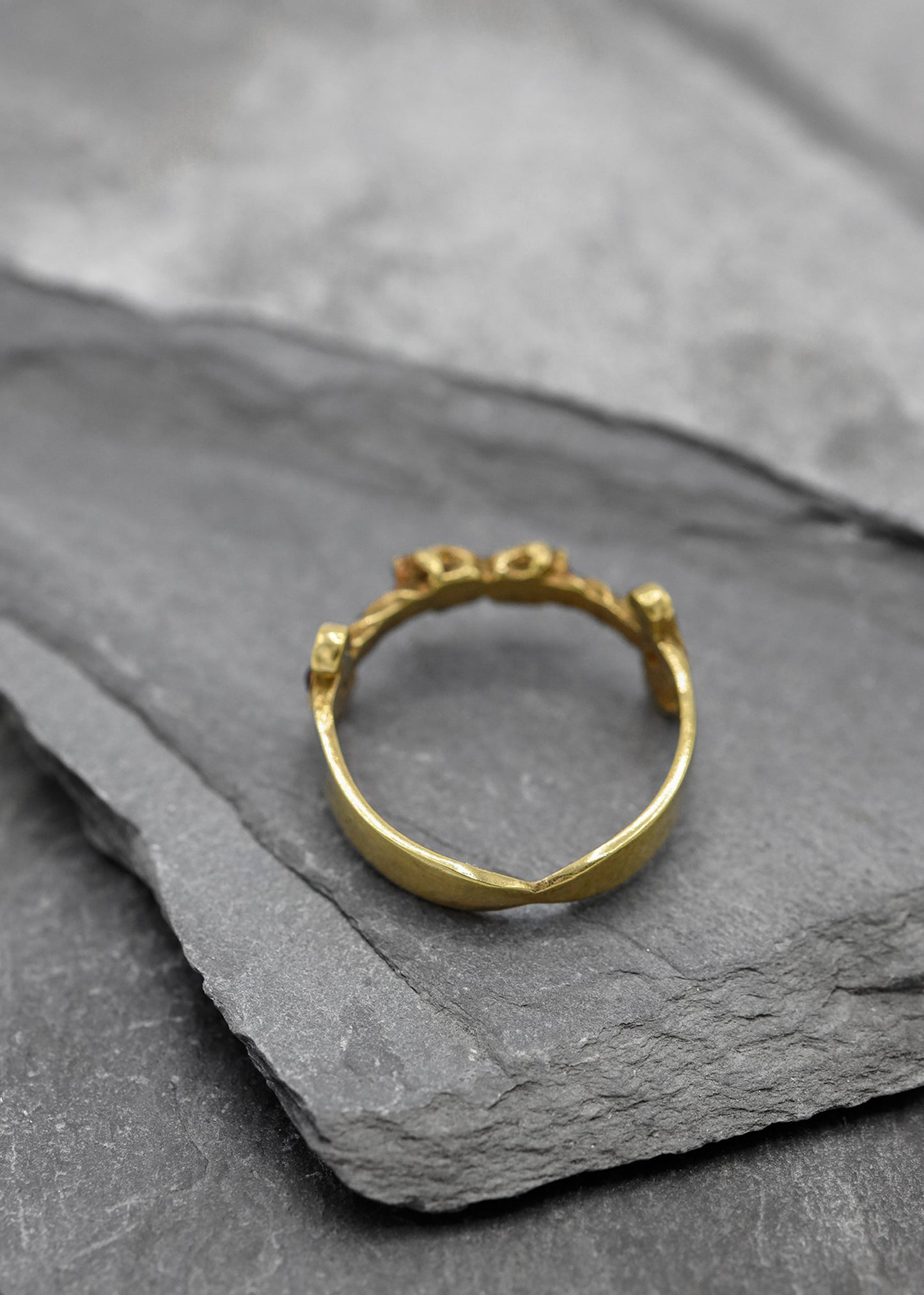 Double skull dagger ring- 14k gold plate