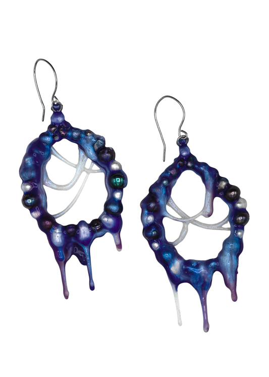 Weeping Indigo Hoop Earrings