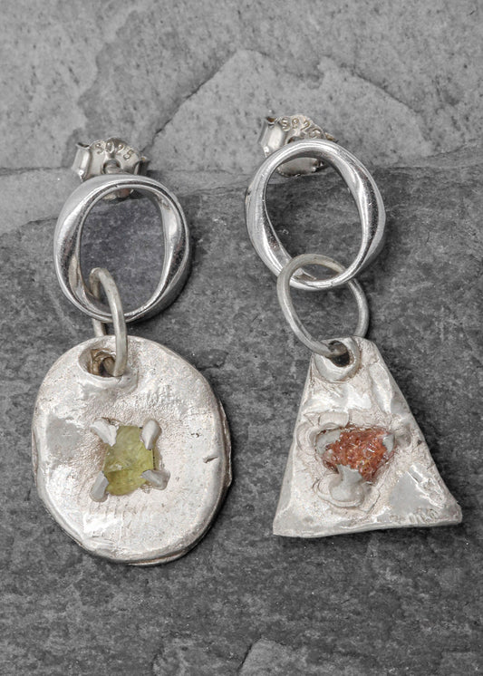 Mixed stud earrings- warm tones
