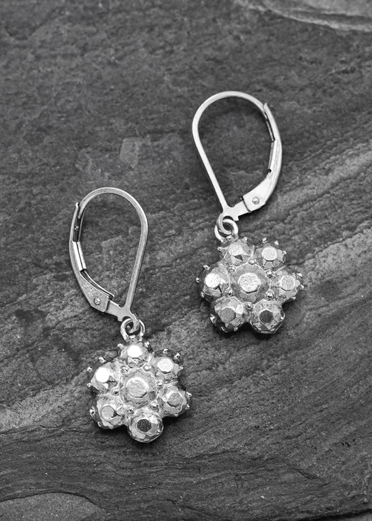 Sterling silver flower charm earrings
